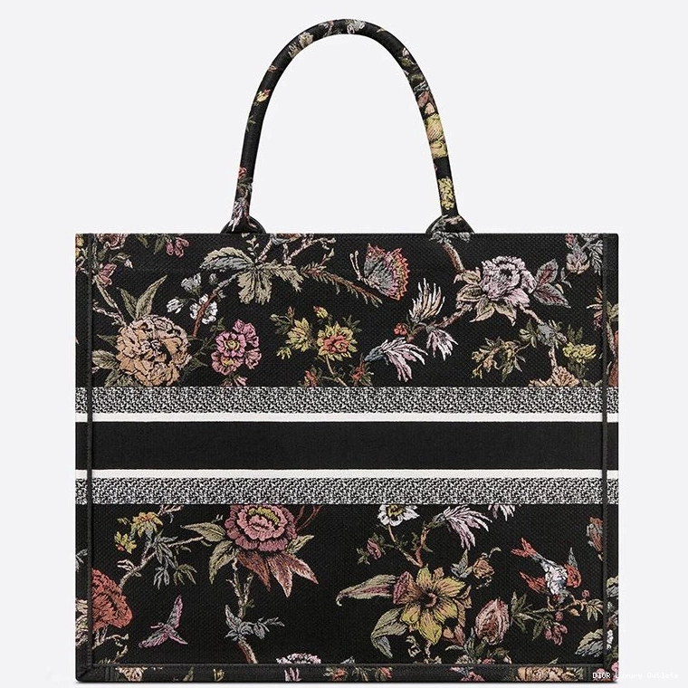 Cheap Botanique Canvas Dior Book Tote Jardin Motif Black 0808 Luxury